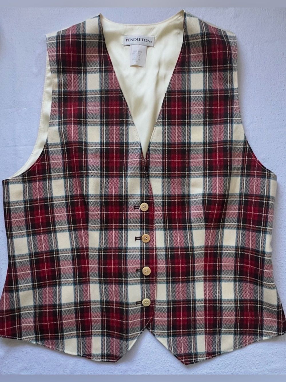 Vintage Tartan Plaid Pendleton Wool Vest Women's 14